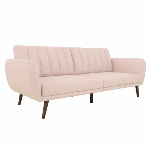Brittany 82 Inch Futon Sofa Bed, Mid-Century Modern, Light Gray