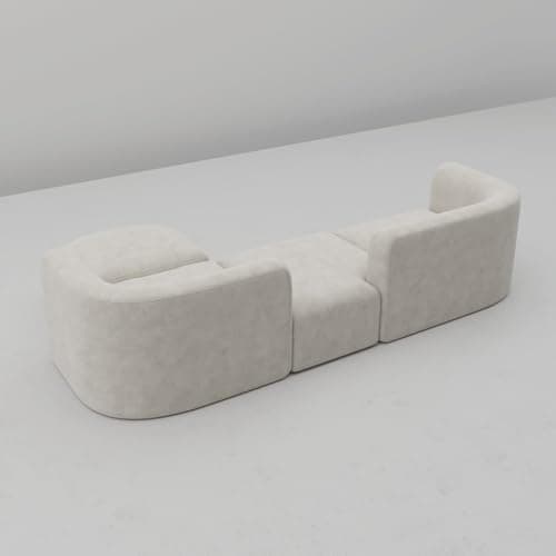 Acanva Luxury Modern Cream 4 Seater Sectional Sofa