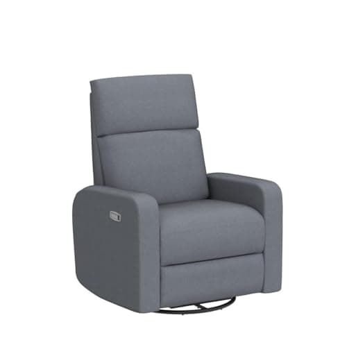 Nurture The Glider Plus - Premium Nursery Recliner with USB | Adjustable Head & Lumbar Support (Gray)