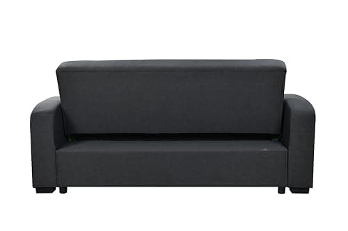 75" Queen Size Convertible Futon Couch with Pull Out Bed and Cup Holders, Blue