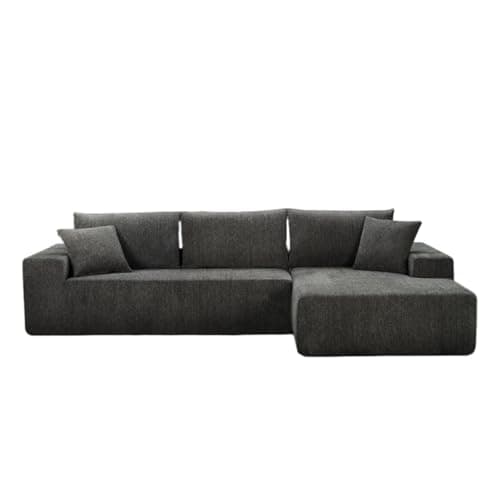 108" Dark Gray Modern Minimalist Chenille Sectional with L-Shape Chaiseeci:.Products:Living Room Sofa