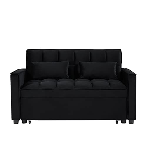 3-in-1 Pull-Out Sleeper Sofa Bed Convertible Loveseat Velvet Daybed