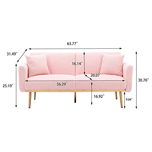 Antetek Pink Teddy Futon Sofa Bed with 3 Positions