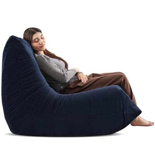 Ergonomic Bean Bag Chair with Memory Foam, Multi-Functional Living Room & Bedroom Sofa (Blue)