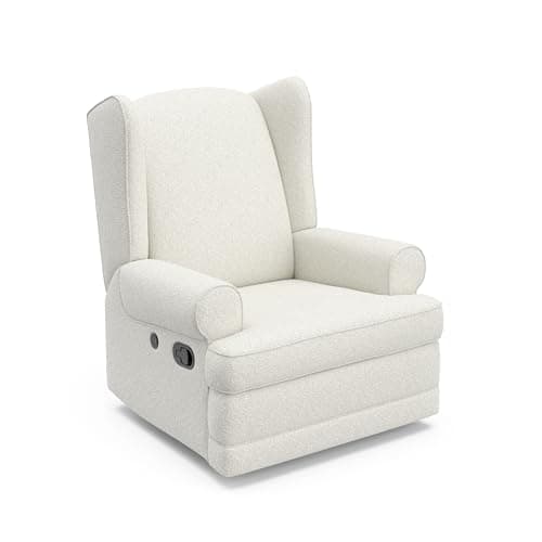 STORKCRAFT Ivory Upholstered Swivel Glider with USB Charging Port