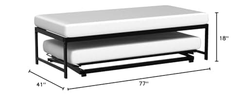 Kings Brand Twin Size Black Metal Platform Bed with Pop-Up Trundle