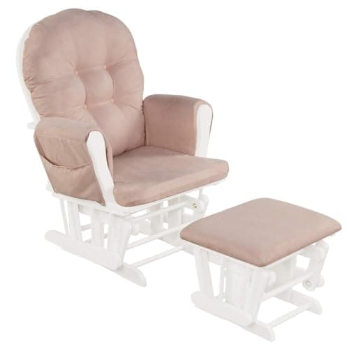 Costzon Light Gray Upholstered Glider with Ottoman and Storage