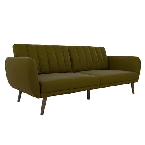 Brittany 82 Inch Futon Sofa Bed, Mid-Century Modern, Light Gray