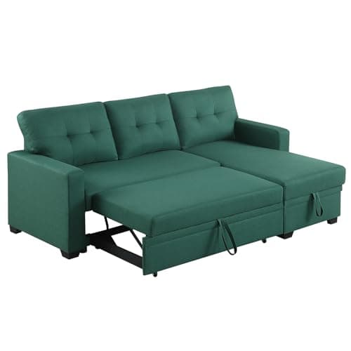 Ink Blue L-Shape Sofa with Storage & Pull-Out Bed USB Ports