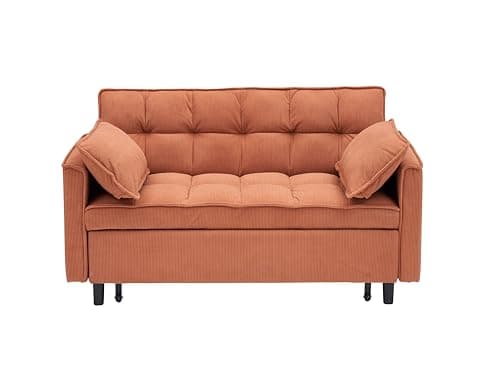 Modern Velvet 3-in-1 Sleeper Sofa Bed Love Seat with Reclining Backrest, Pillows, Pockets for Living Room Apartment