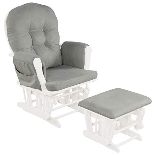 Costzon Light Gray Upholstered Glider with Ottoman and Storage