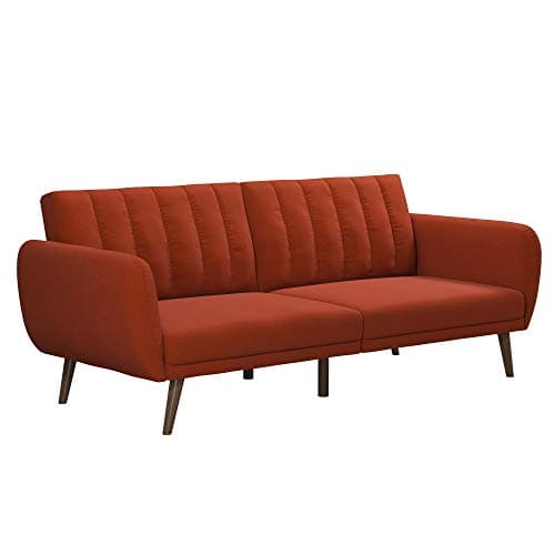 Brittany 82 Inch Futon Sofa Bed, Mid-Century Modern, Light Gray