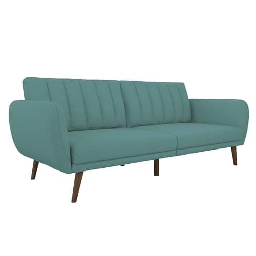 Brittany 82 Inch Futon Sofa Bed, Mid-Century Modern, Light Gray