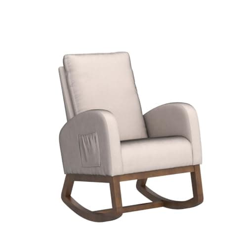 Antetek Beige Modern Accented Rocking Chair for Kids & Babies