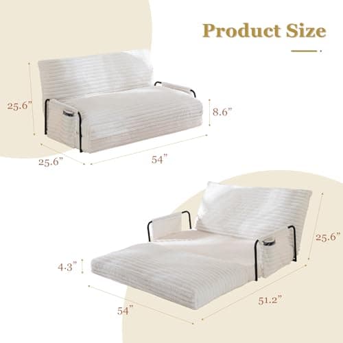 YOSHOOT Beige 5-Position FoldableLazy Floor Sofa Bed