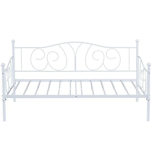 VECELO Pink Twin Multifunctional Metal Daybed Mattress Frame