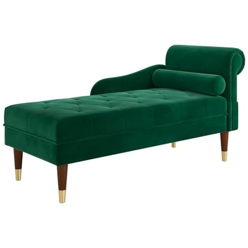 Vesgantti 59" Velvet Chaise Lounge, Right Armrest, Lumbar Pillow, Light Gray