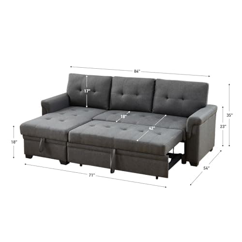 Lilola Home Lucca Sectional Sleeper Sofa - Versatile Storage Couch & Bed