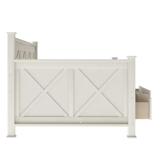 White Farmhouse Twin Daybed with Storage, Pine Wood Frame (No Spring Box)