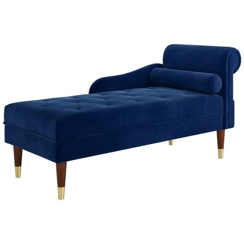 Vesgantti 59" Velvet Chaise Lounge, Right Armrest, Lumbar Pillow, Light Gray