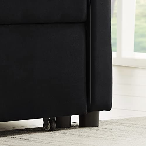 Antetek 3-in-1 Velvet Sleeper Sofa Bed, Black, 54"