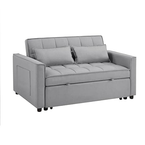 2-in-1 Convertible Loveseat Sofa Bed with Storage, Gray