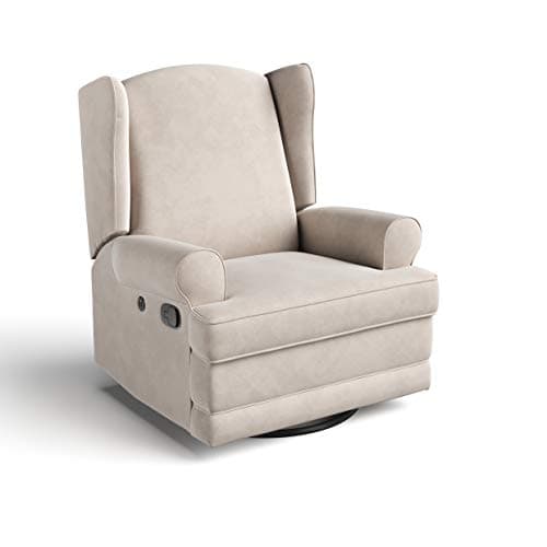 STORKCRAFT Ivory Upholstered Swivel Glider with USB Charging Port
