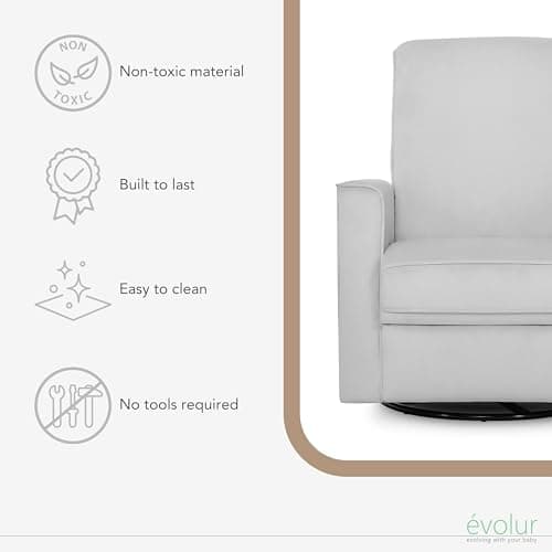 Raleigh Upholstered Swivel Glider Rocking Chair for Nursery, Certified & Reclining