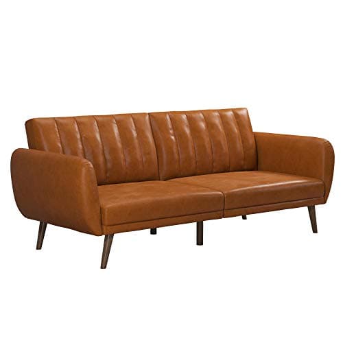 Brittany 82 Inch Futon Sofa Bed, Mid-Century Modern, Light Gray
