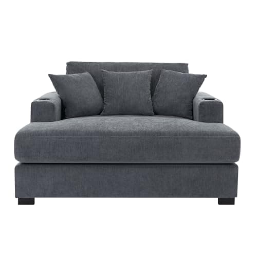 Modern 55" Oversized Chaise Lounger, Chenille Fabric Sleeper Sofa Couch for Living Room, Bedroom and Office (Blue-gray/55)  
Modern 55" Chaise Lounger, Chenille Fabric Sleeper Sofa Couch with Charge Station for Living Room, Bedroom and Office (Blue-g