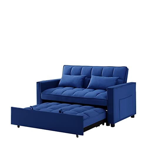 Convertible Sleeper Sofa Chair with USB and Cup Holders - Velvet Daybed for Guests