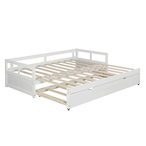 Harper & Bright Designs Extendable Daybed with Twin to King Sofa Bed, White