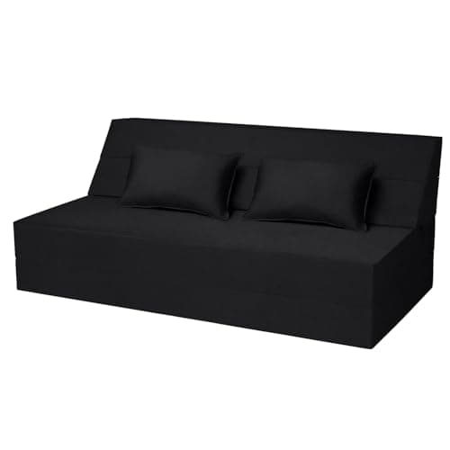 5-in-1 Queen Convertible Sofa Bed with Memory Foam Mattress, Velvet Fabric, Black