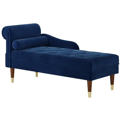 Vesgantti 59" Velvet Chaise Lounge, Right Armrest, Lumbar Pillow, Light Gray