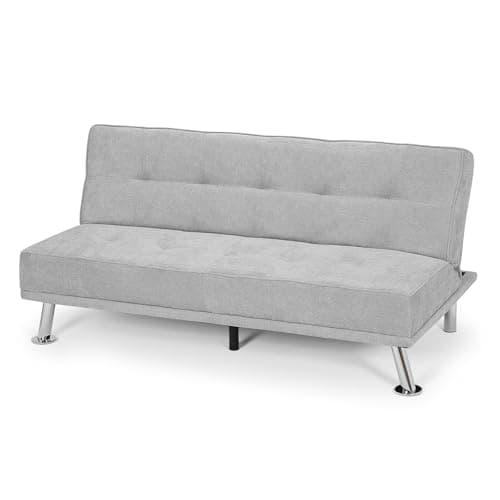 Athena Collection Grey 5 Position Reclining Futon Sofa Bed