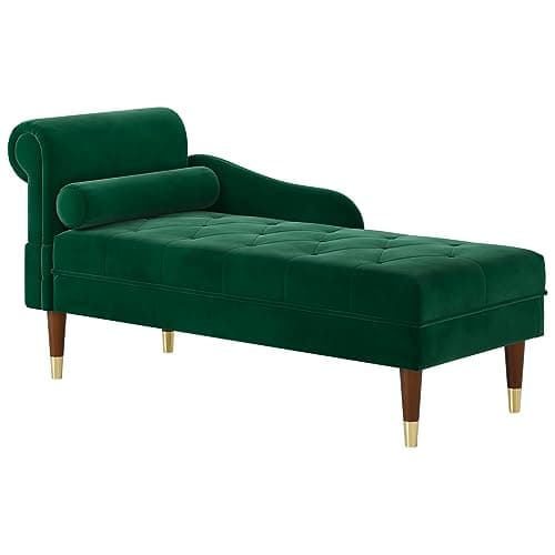 Vesgantti 59" Velvet Chaise Lounge, Right Armrest, Lumbar Pillow, Light Gray