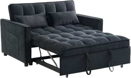 3-in-1 Black Sleeper Sofa Bed with Adjustable Backrest