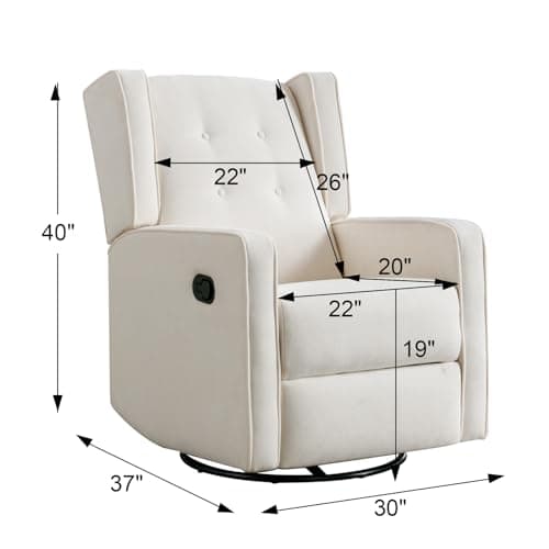 CANMOV White Manual Nursery Rocking Recliner Chair