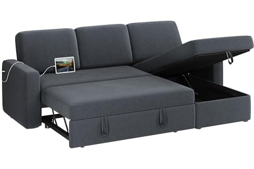 Yaheetech Dark Gray L-Shaped Sleeper Sofa with Chaise & Storage