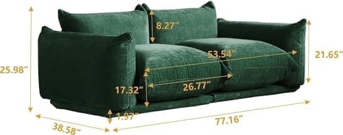 Modern Love Seat Couch, Chenille Couch with Thick Cushion, Plush Sofas for Small Spaces