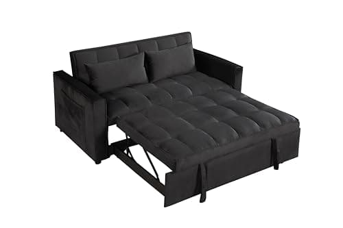 Black Velvet 3-in-1 Couch Bed with Adjustable Backrest