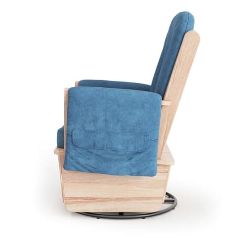 Foundations SafeRocker Glider for Baby Feeding & Rocking in Nursery - Blue Microfiber