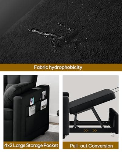 YITAHOME 55" Convertible Sofa Bed, Black Full Size Reclining Velvet Sleeper