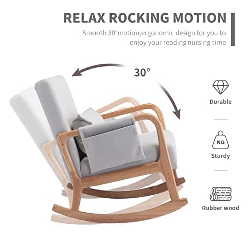 Light Gray Nursery Rocking Chair with Ottoman, Glider Chair for Mom and Seniors