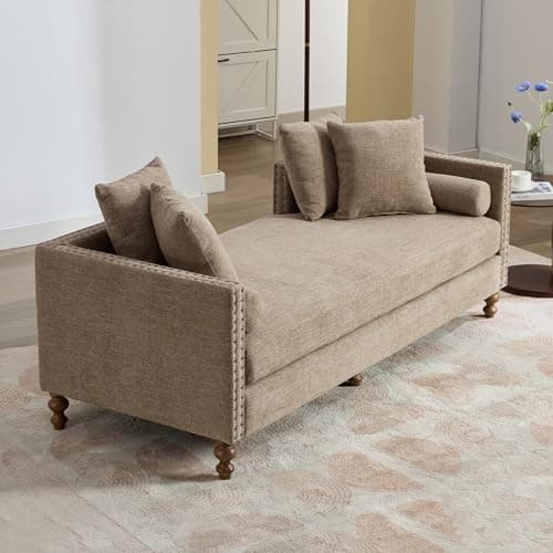 Chenille Grey 75" Oversized Upholstered Chaise Lounge Chair