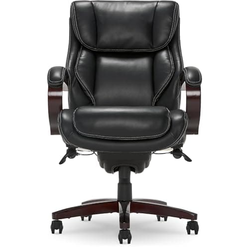 La-Z-Boy Bellamy Executive Chair, Black Faux Leather & Memory Foam Cushions