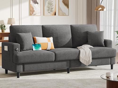YITAHOME 88 inch 3 Seater Couch, Modern Grey Sectional Sofa for Living Room