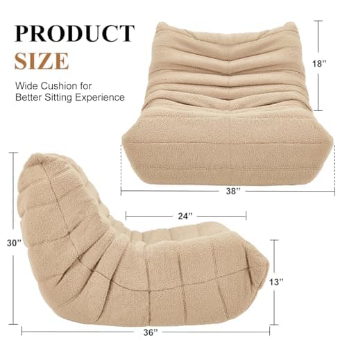 Khaki Teddy Bear Big Bean Bag Chair for Adults Fireside Lounging