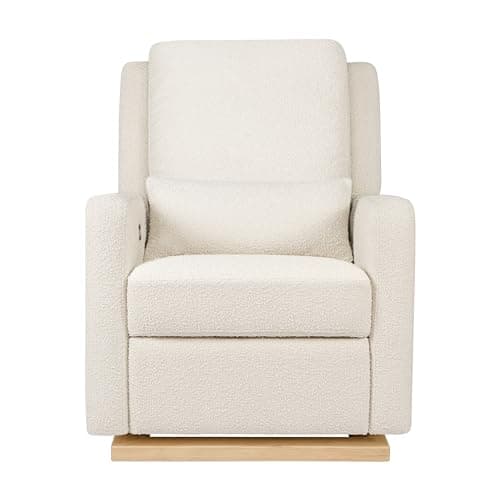 Babyletto Sigi Electronic Recliner and Glider in Ivory Boucle with Light Wood Base