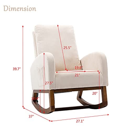 Antetek Beige Modern Accented Rocking Chair for Kids & Babies